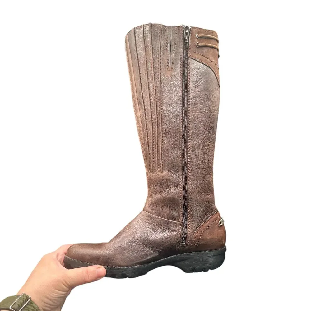 Merrell Vera Peak Espresso Leather Riding Boots Women’s 7 Brown Tall Zip